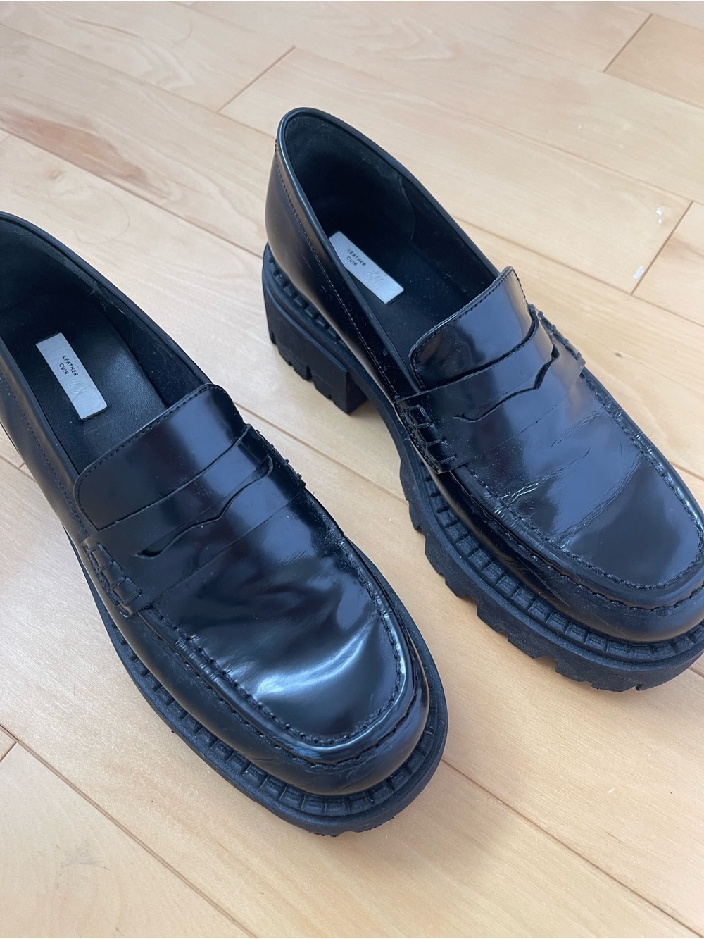 H&M Black Patent Chunky Penny Loafers